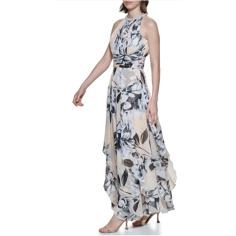 Calvin Klein Women's Halter Neck Gown with Draped Front & Beading 2 MSRP$259 - Picture 2 of 9
